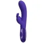 Preview: Lila Vibrator mit Hasenohren und Bedientasten am Griff.