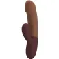 Preview: Brown vibrator with a curved shape and two control buttons, isolated on a white background.