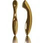 Preview: Zwei goldene, glänzende, gebogene Objekte mit glatter Oberfläche, nebeneinander stehend, auf weißem Hintergrund.