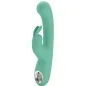 Preview: Green vibrator with rabbit ear design and controls on the handle.