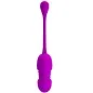 Preview: Lila Silikon-Vibrator mit langem Griff und geripptem Design, freigestellt auf weißem Hintergrund.