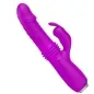 Preview: Purple vibrator with curved clitoral stimulator and ribbed shaft.