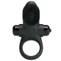 Preview: Black silicone ring with textured top and two side protrusions, suitable for massage purposes.