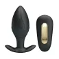 Preview: Black, conical vibrator with remote control, both made of silicone, on a white background.