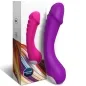 Preview: Purple and pink silicone vibrator in front of packaging with a colorful design.