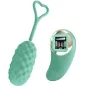 Preview: Green, textured vibrating toy with remote control and display, heart-shaped handle on top.