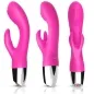 Preview: Three pink vibrators with silver handles, two arms and a textured surface, shown from different angles.