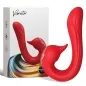 Preview: Red vibrator in the shape of a bird in front of packaging with a colorful design and the inscription "Vibrator".