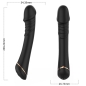 Preview: Black vibrator with golden accents, dimensions: 204.22 mm length, 34.35 mm and 26.73 mm diameter.