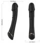 Preview: Black vibrator with golden accents, dimensions: 204.22 mm length, 34.35 mm and 26.73 mm diameter.