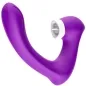 Preview: Purple vibrator with a curved shape and suction function, on a white background.
