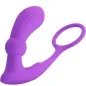 Preview: Purple silicone vibrator with ring, ergonomically shaped.
