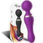 Preview: Purple massage wand with gold trim, next to packaging with a black model and colorful design.