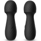 Preview: Two black, ribbed massage devices with buttons, standing side by side.