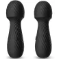 Preview: Two black, ribbed massage devices with buttons, standing side by side.
