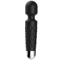 Preview: Black massager with textured handle and rounded tip, on a white background.