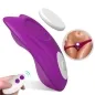 Preview: Purple vibrator with remote control, close-up of a woman in underwear wearing the device.