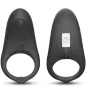 Preview: Two black silicone rings with button, front and back view.