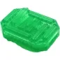 Preview: Green, rectangular soap dish with a ribbed surface and transparent design.