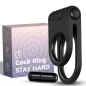 Preview: Black cock ring with nubs, packaging and vibration capsule, inscription: "Cock Ring Stay Hard".