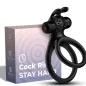 Preview: Black cock ring with nubs and packaging, labeled "Stay Hard", ergonomic design, medical-grade silicone.