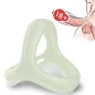 Preview: Adult product: White silicone ring with 18+ warning, application on the body illustrated.
