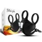 Preview: Black vibrating device with two rings, in front of packaging labeled "Testicle Vibe".