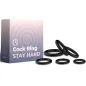 Preview: Packaging and five black cock rings, text: "Cock Ring Stay Hard".
