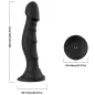 Preview: Black silicone dildo with suction cup, 185.9 mm high, 66.73 mm wide, base diameter 64.49 mm.