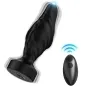 Preview: Black, textured sex toy with remote control and blue LED light at the top.