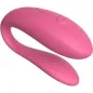 Preview: Rosa, U-förmiger Vibrator mit glatter Oberfläche und geripptem Ende, geeignet für intime Anwendungen.