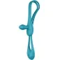 Preview: Blue, modern silicone sex toy with a curved design and two loops.
