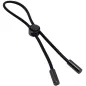 Preview: Black elastic cord stopper with two ends and a central slider.