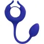 Preview: Blue, silicone-coated vibrator with ring and oval end, suitable for intimate use.