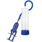Preview: Vacuum pump with blue handle and transparent cylinder, connected by a flexible blue hose.