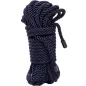 Preview: Dark blue twisted rope, neatly coiled, with plastic ends.