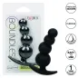 Preview: Black silicone anal toy with beads, packaged. Features: flexible, waterproof, easy to use, 1-year warranty.