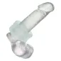 Preview: Durchsichtiger Dildo mit realistischen Details und einem breiten Ring an der Basis.