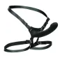 Preview: Schwarzes Strap-On-Harness mit verstellbaren Riemen und einem befestigten Dildo.
