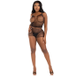 Preview: T-Shirt- Und Hosen Set Twist Net Schwarz | Leg Avenue