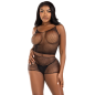 Preview: T-Shirt- Und Hosen Set Twist Net Schwarz | Leg Avenue
