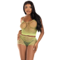 Preview: T-Shirt- Und Hosen Set Twist Net Lime | Leg Avenue