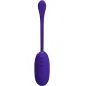 Preview: Lila, länglicher Vibrator mit gerippter Oberfläche und langem Griff, Ansicht von vorne.