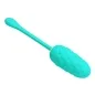 Preview: Turquoise, elongated massage device with a honeycomb structure and long handle.