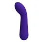 Preview: Purple, curved silicone vibrator with a smooth surface, isolated on a white background.