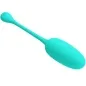 Preview: Turquoise, oval vibrating egg with a long, flexible handle and on/off button.