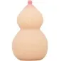 Preview: Beige, pear-shaped figure with pink lace and leaf pattern.