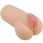 Preview: Sex toy in skin color with flower-shaped patterns and an opening at one end.