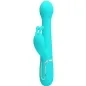 Preview: Turquoise vibrator with bunny ear design and controls on the handle.