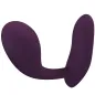 Preview: Purple, curved silicone sex toy with two ends, one larger, one smaller, on a white background.